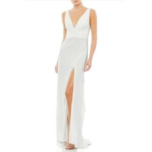 Mac Duggal Ivory Surplice Gown Cowl Back Formal Dress Size 2